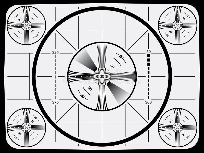 This image shows a standard, black-and-white, American television test pattern. This image shows a standard, black-and-white, American television test pattern.