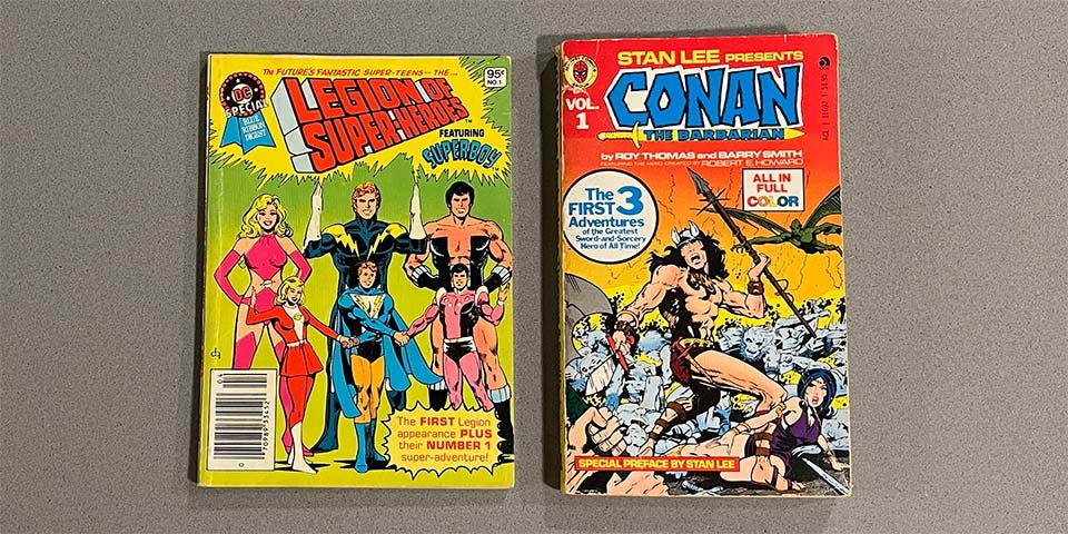 Legion of Super-Heroes digest and Conan paperback