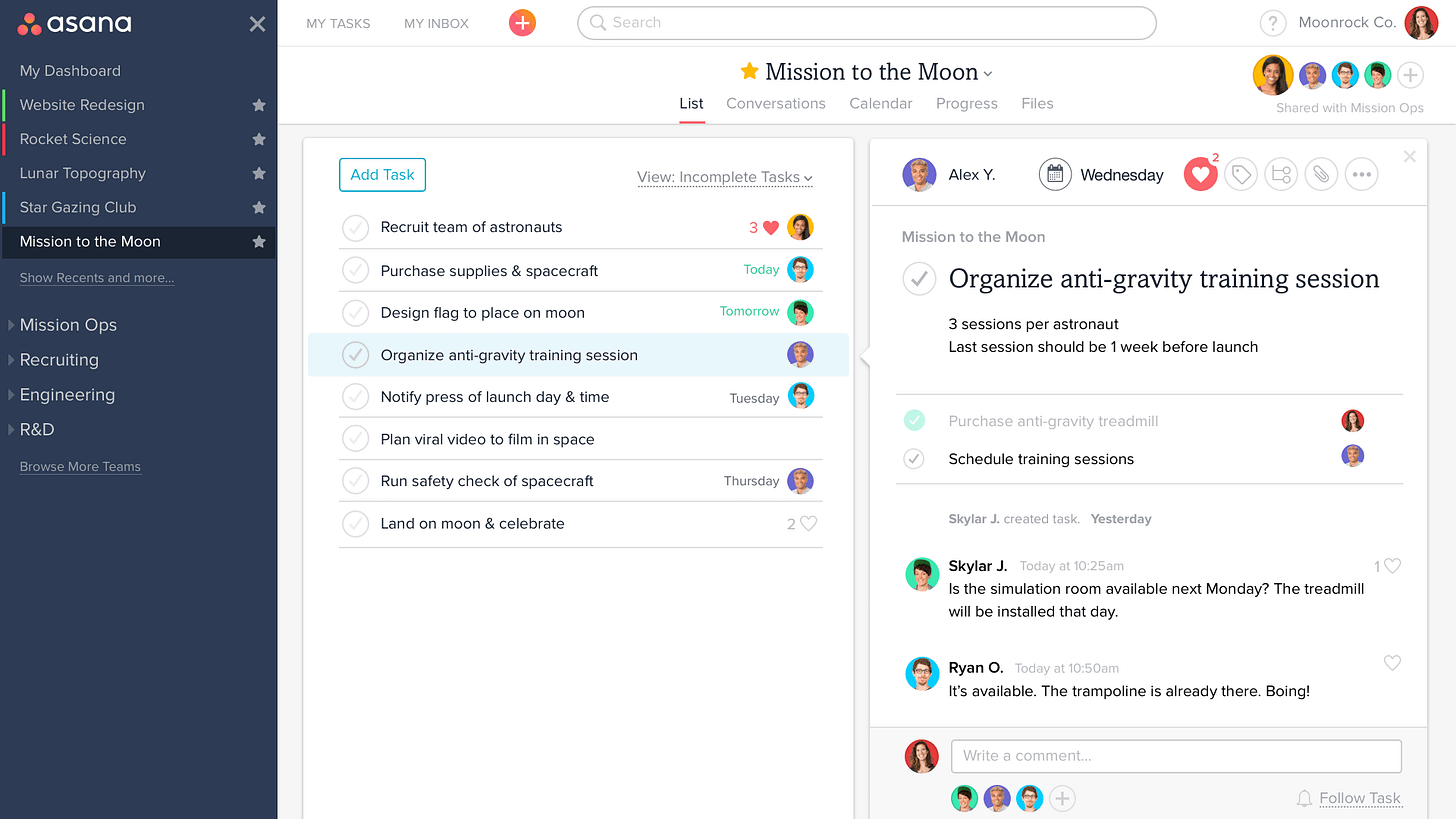 Screenshot for Asana Project Management Software - Ministry Pass