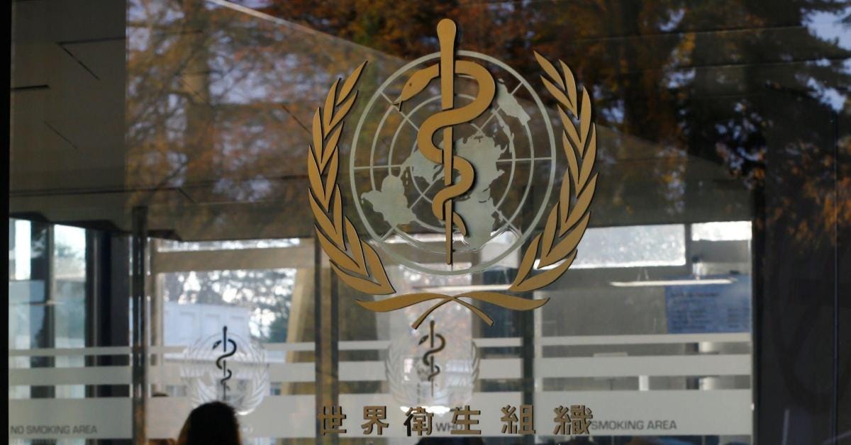 A logo is pictured at the World Health Organization headquarters in Geneva, Switzerland.