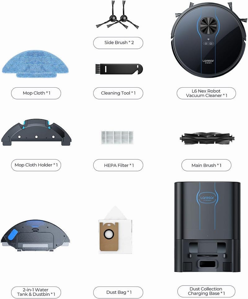 Robot Vacuum, 3 in 1 Robotic Vacuum Cleaner with Self-Emptying Station for 60 Days, LiDAR Navigation, 3500Pa Suction, WiFi/APP/Alexa, Ideal for Pet Hair, Carpet and Hard Floor