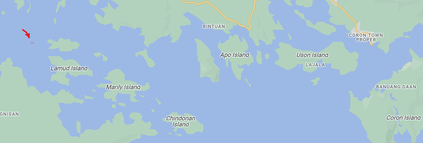 Map of Coron and Pass Island, Philippines