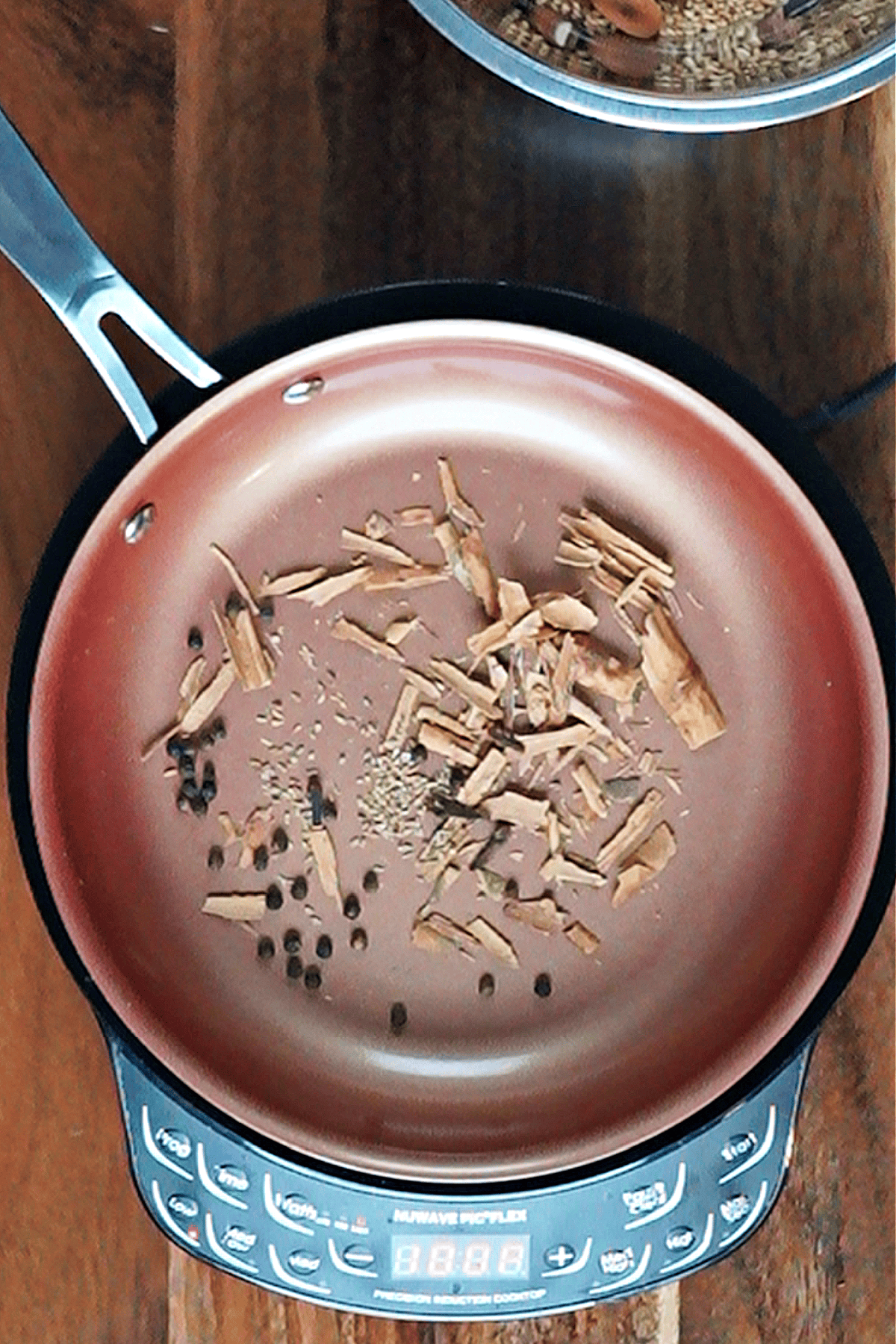 toasting spices for vegan mole
