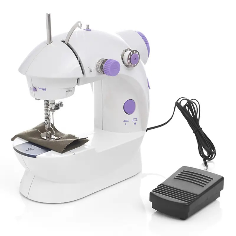 1pc sewing machine mini portable household night light foot pedal straight line hand table two wire kit electric sewing machine 2