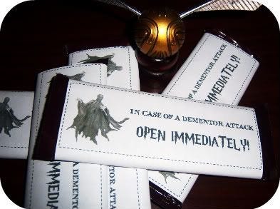 Dementor Chocolate, "In case of Dementor attack OPEN IMMEDIATELY ...
