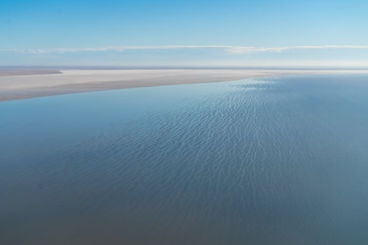 lake eyre full from a plane. lake eyre full from a plane.
