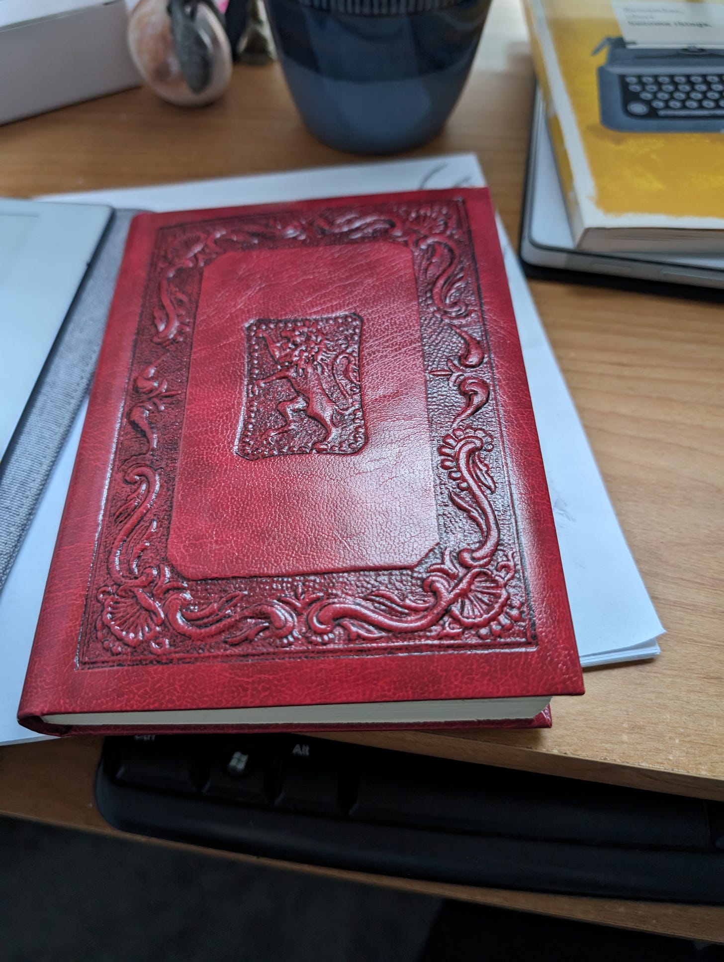 Red leather journal