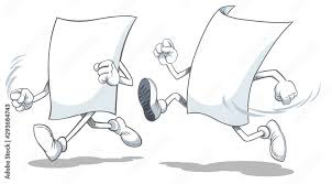 Two cartoon blank paper characters running after each other.Cartoon vector  illustration isolated on white background. Stock Illustration | Adobe Stock