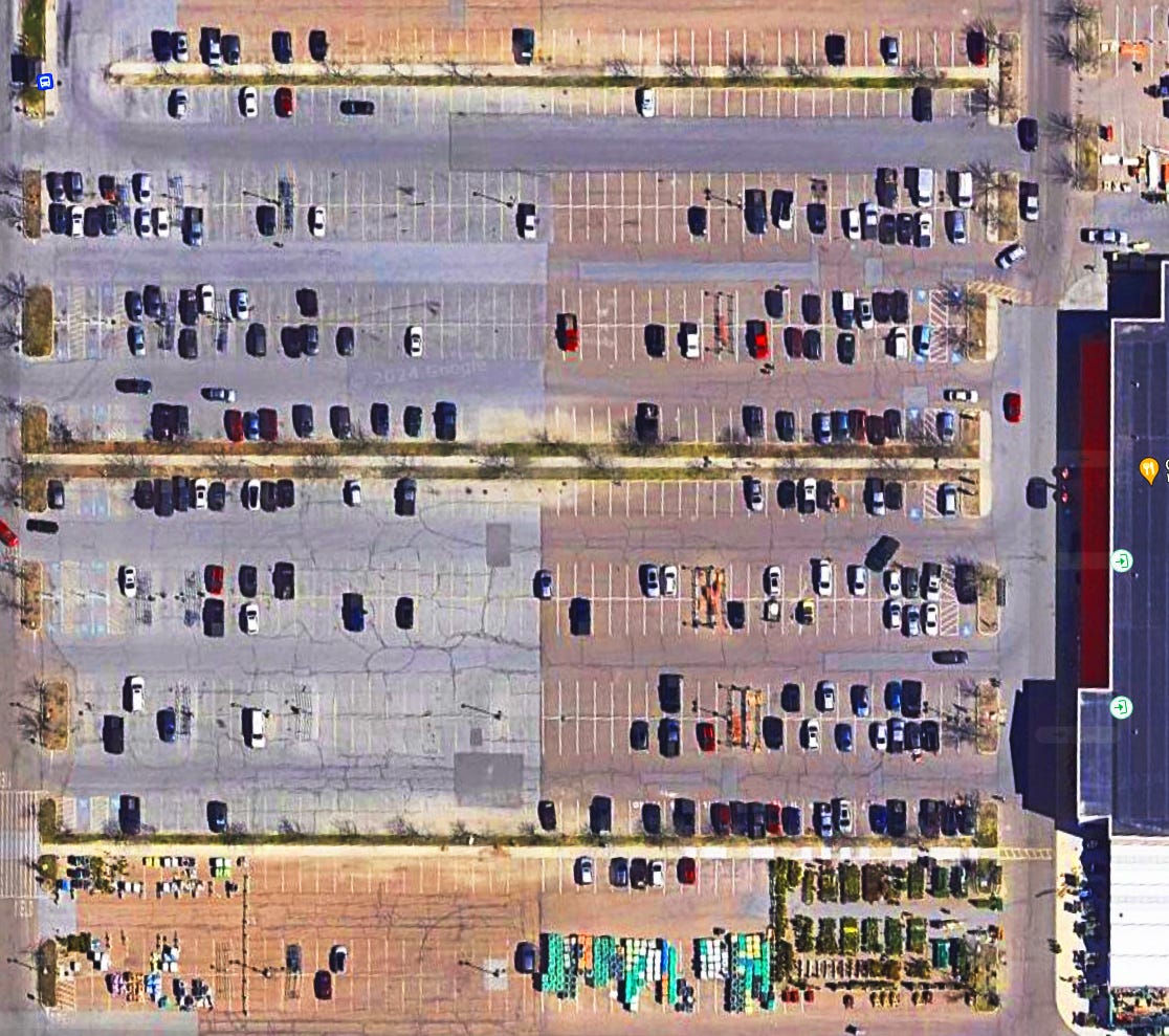 Aerial photo of a parking lot