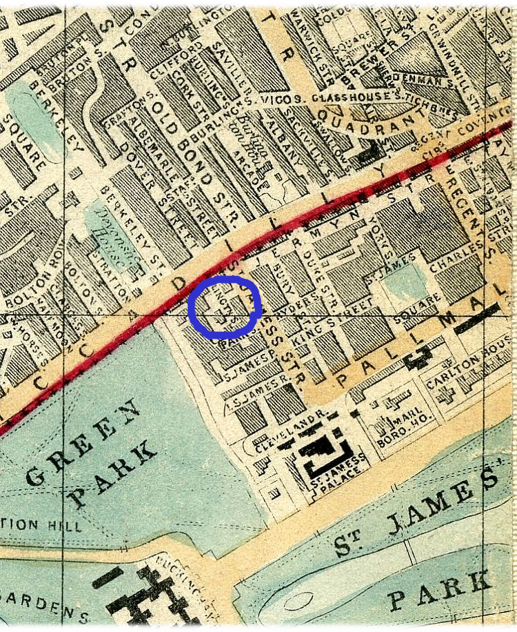 Portion of 1865 London map