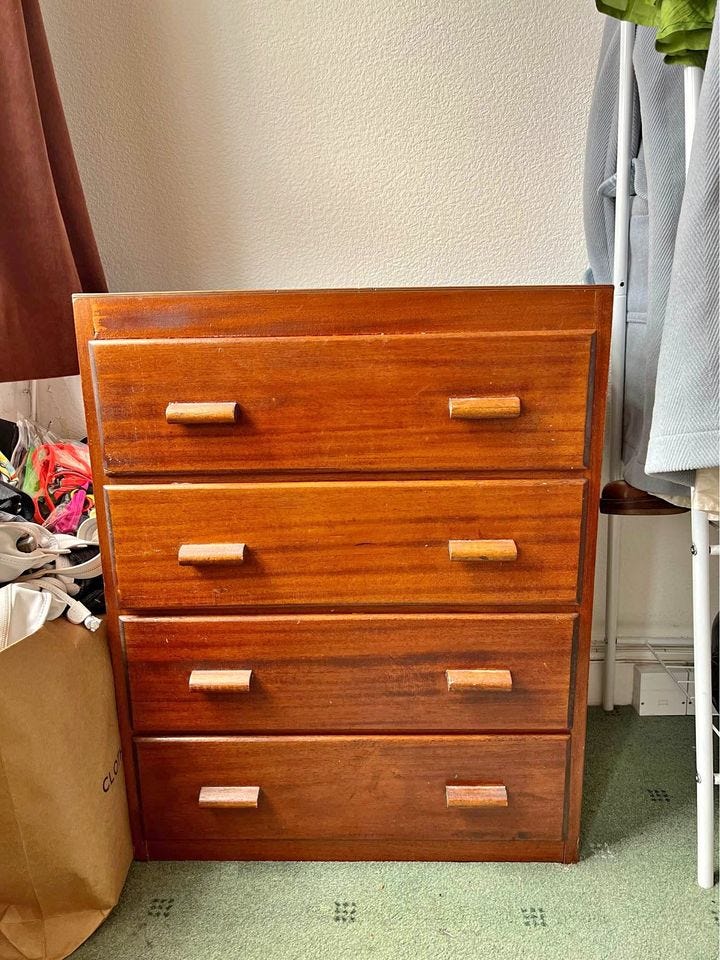 A compact 75cm-tall chest of drawers.
