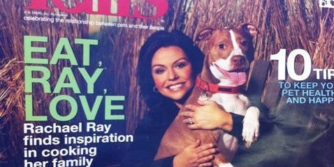 Sigh of relief- magazine cover saying Rachael Ray cooks her dog is fake