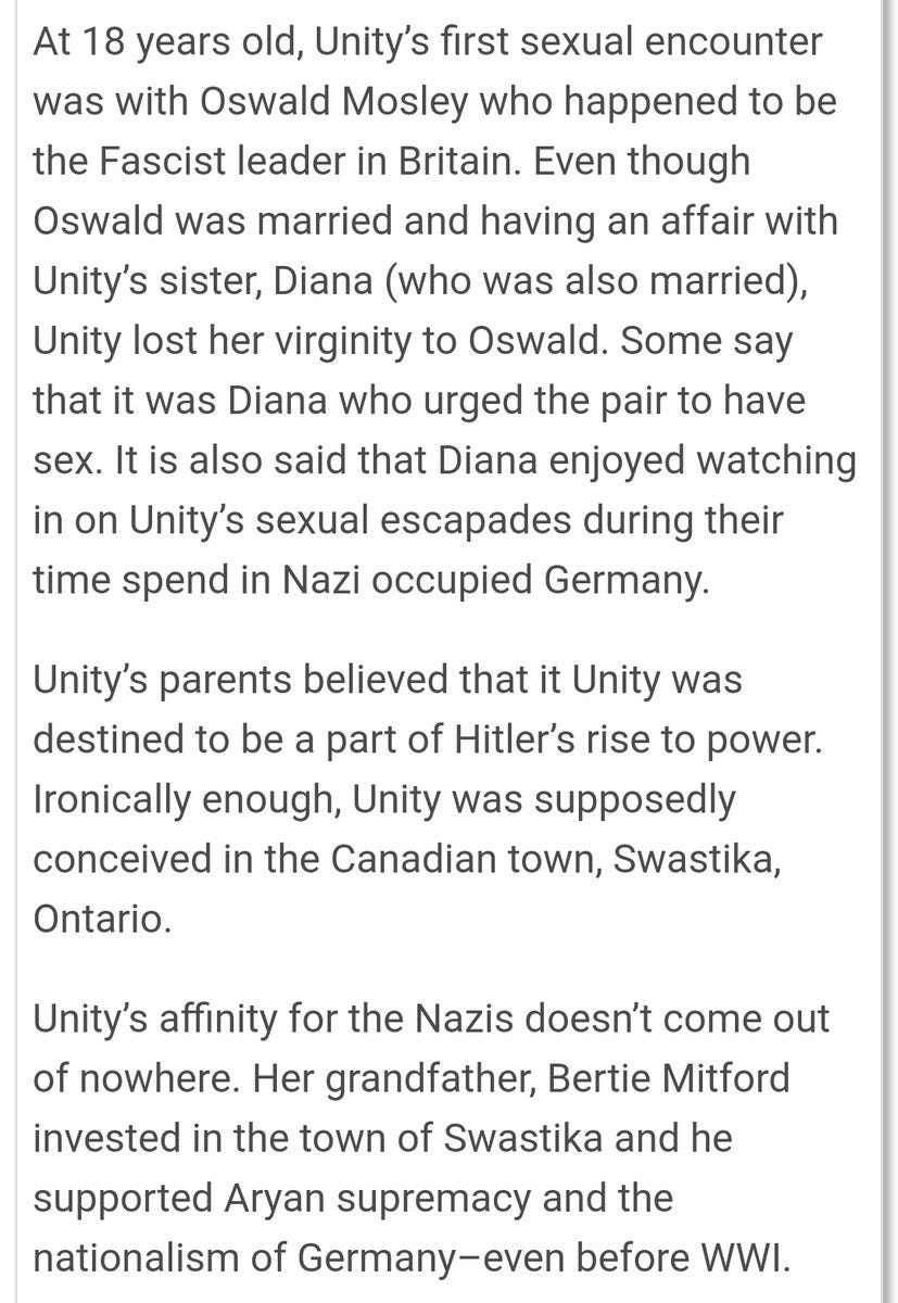 I digress. Diana had a sister, Unity. Unity lost her virginity to Oswald, even though Diana was his mistress . Apparently Diana encouraged it and used to watch.More on Unitys sexcapades  https://www.warhistoryonline.com/war-articles/the-sordid-life-of-hitlers-valkryie-unity-mitford.html