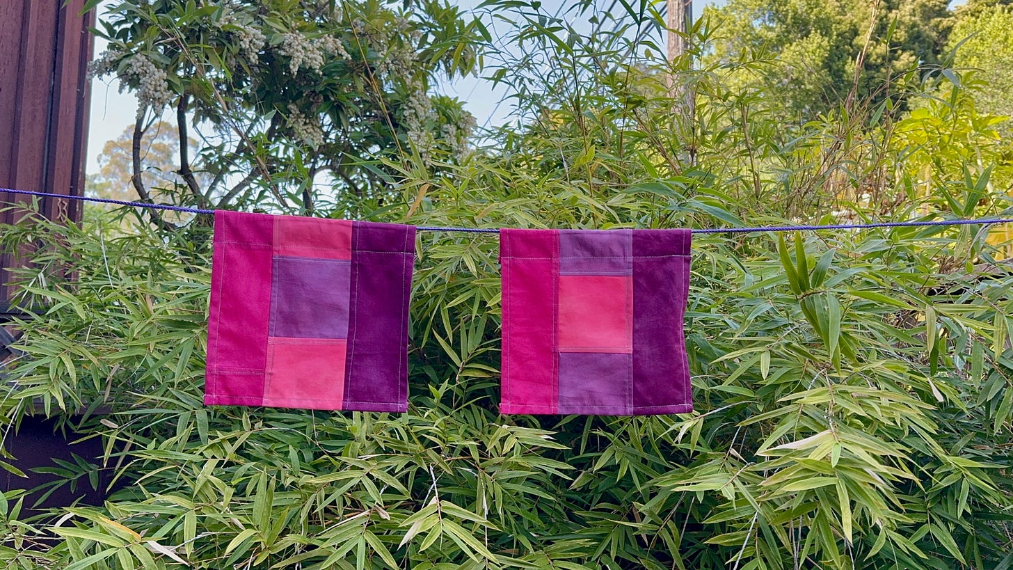 Small flags in bamboo garden