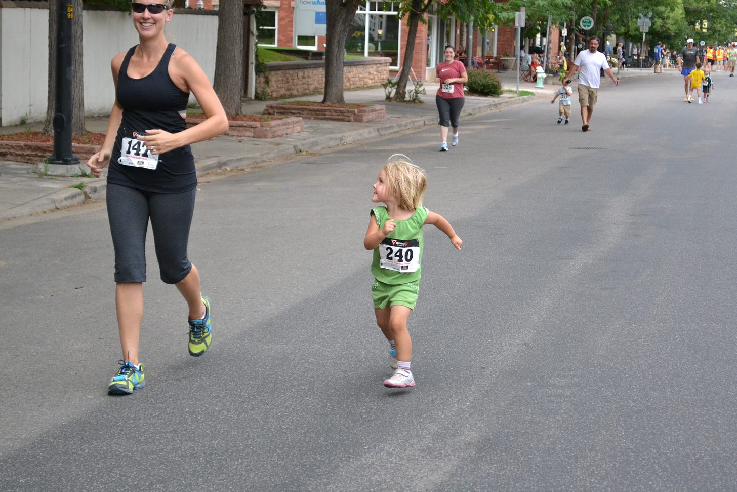 Blakely and daughter running