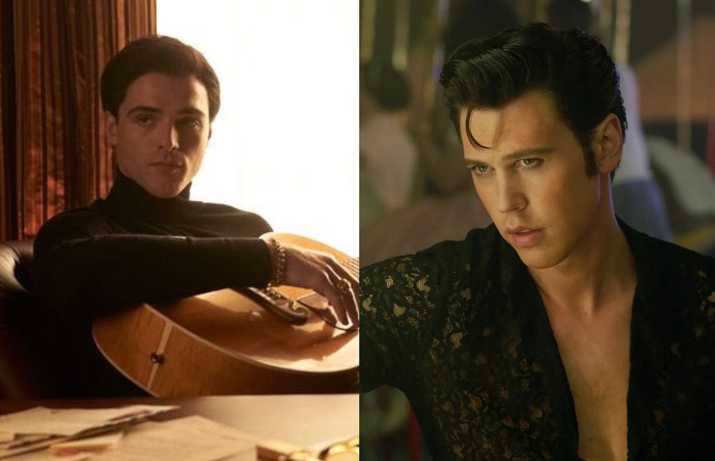 Comparison of Jacob Elordi and Austin Butler as Elvis Presley.