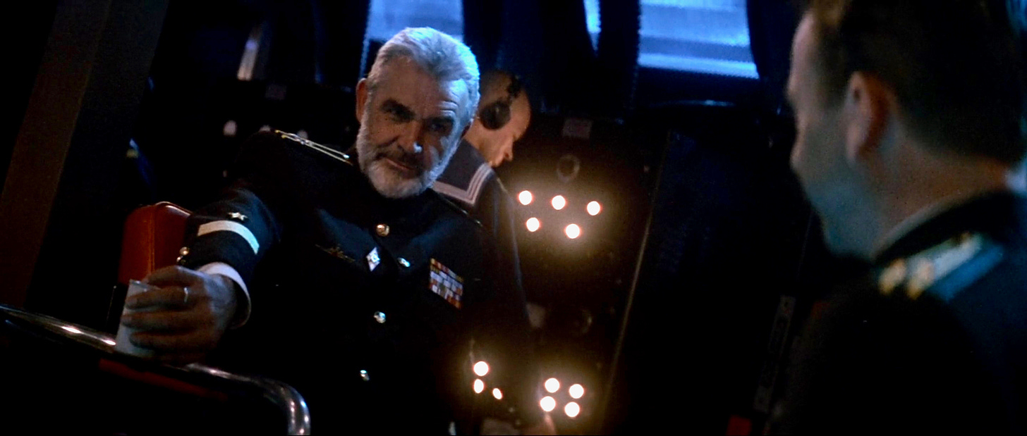 Sean Connery as Marko Ramius (left) and Sam Neill as Vasily Borodin (right) in THE HUNT FOR RED OCTOBER.