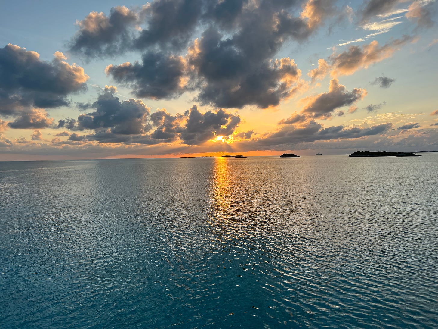 Sunset near Sampson Cay, the Exumas, Bahamas
