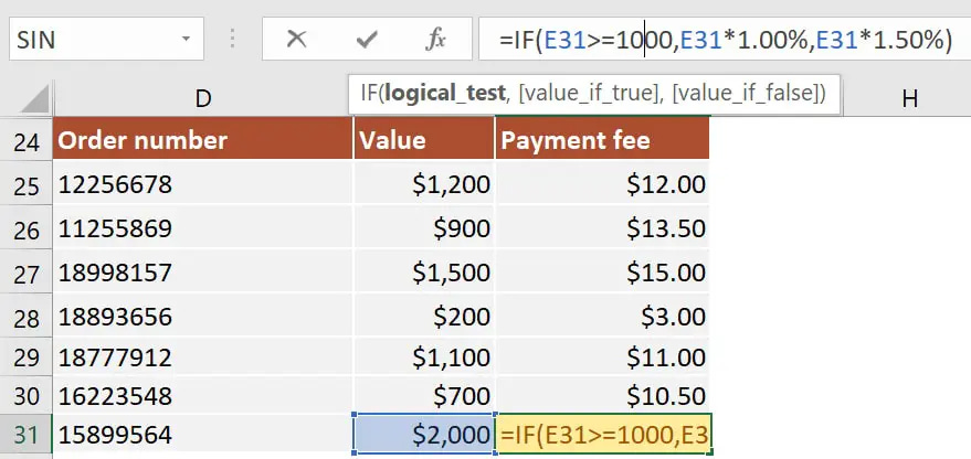 Writing an IF formula with another function