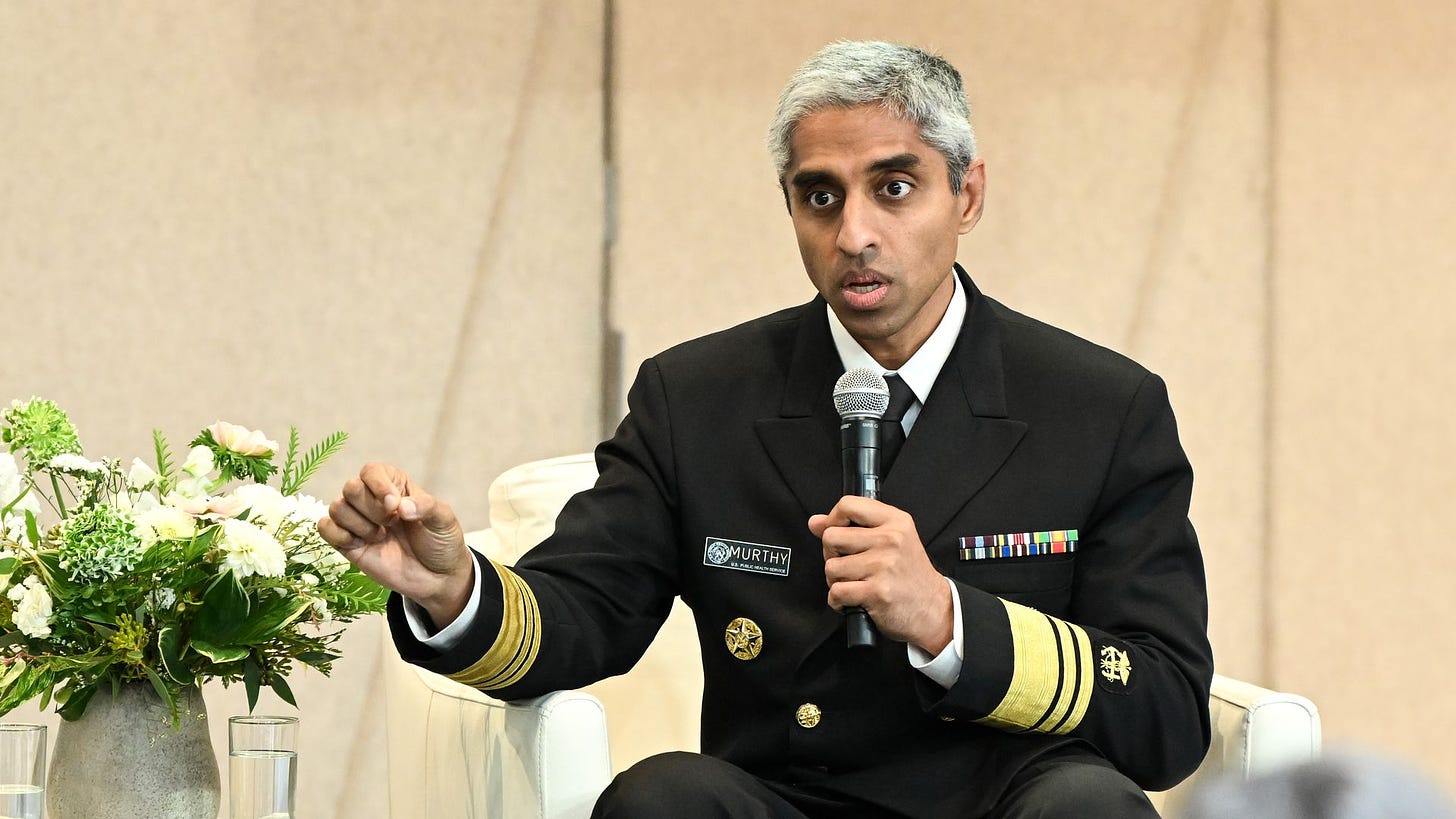Vivek H. Murthy speaks onstage at The Archewell Foundation Parents’ Summit: Mental Wellness in the Digital Age during Project Healthy Minds' World Mental Health Day Festival 2023 at Hudson Yards on October 10, 2023 in New York City