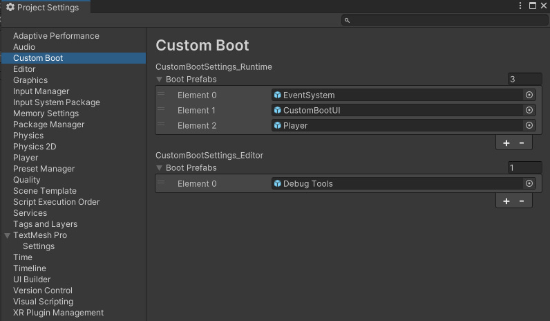 Screenshot of the custom bootstrap configuration screen, showing a potential setup