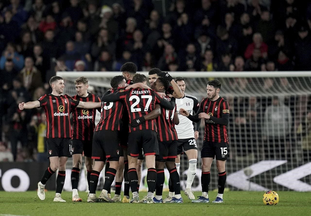 Resurgent Bournemouth routs Fulham 3-0 for 4th straight win in Premier  League - Vancouver Is Awesome