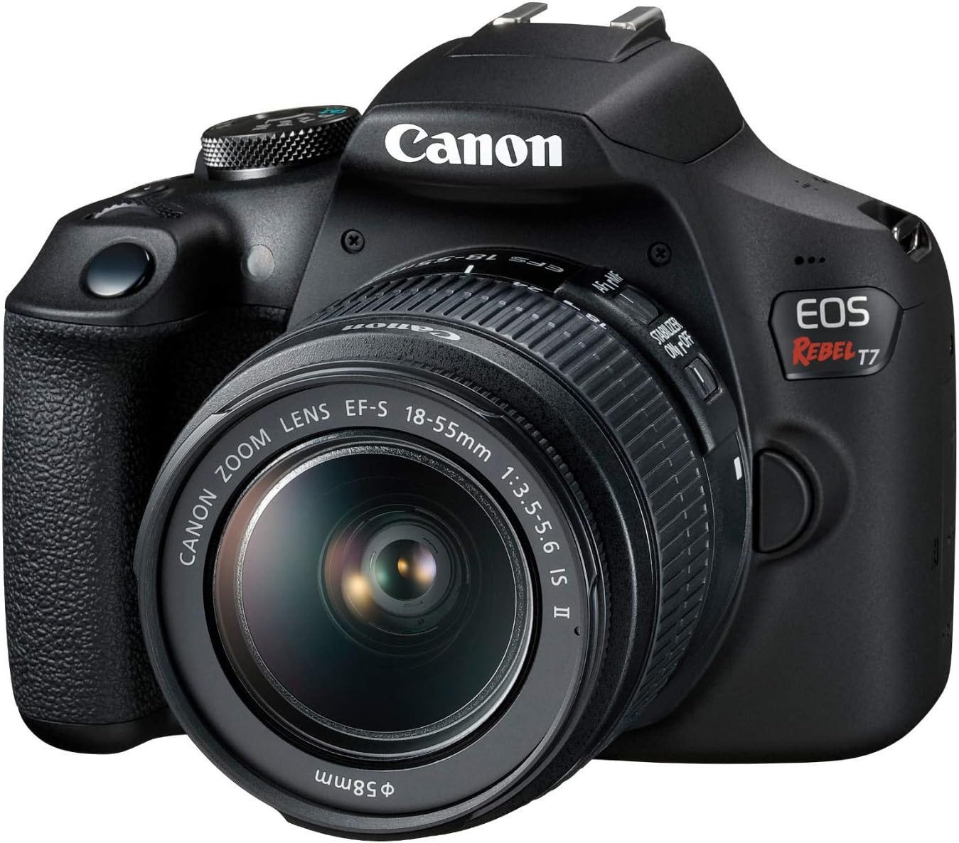 Canon EOS Rebel T7 DSLR camera with EF-S 18-55mm lens.