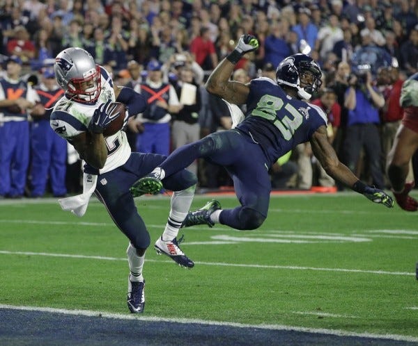 new englad patriots touchdown trip up on seattle super bowl xlix 2015