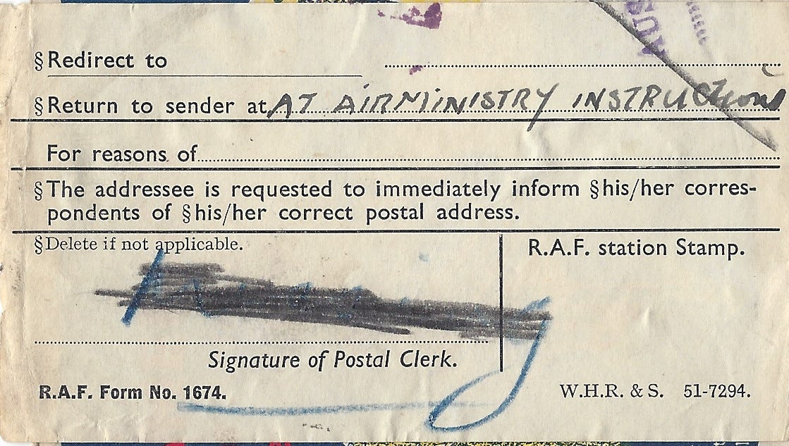 Label at left of envelope