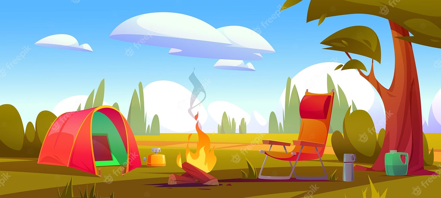 Free Vector | Cartoon camping summer landscape