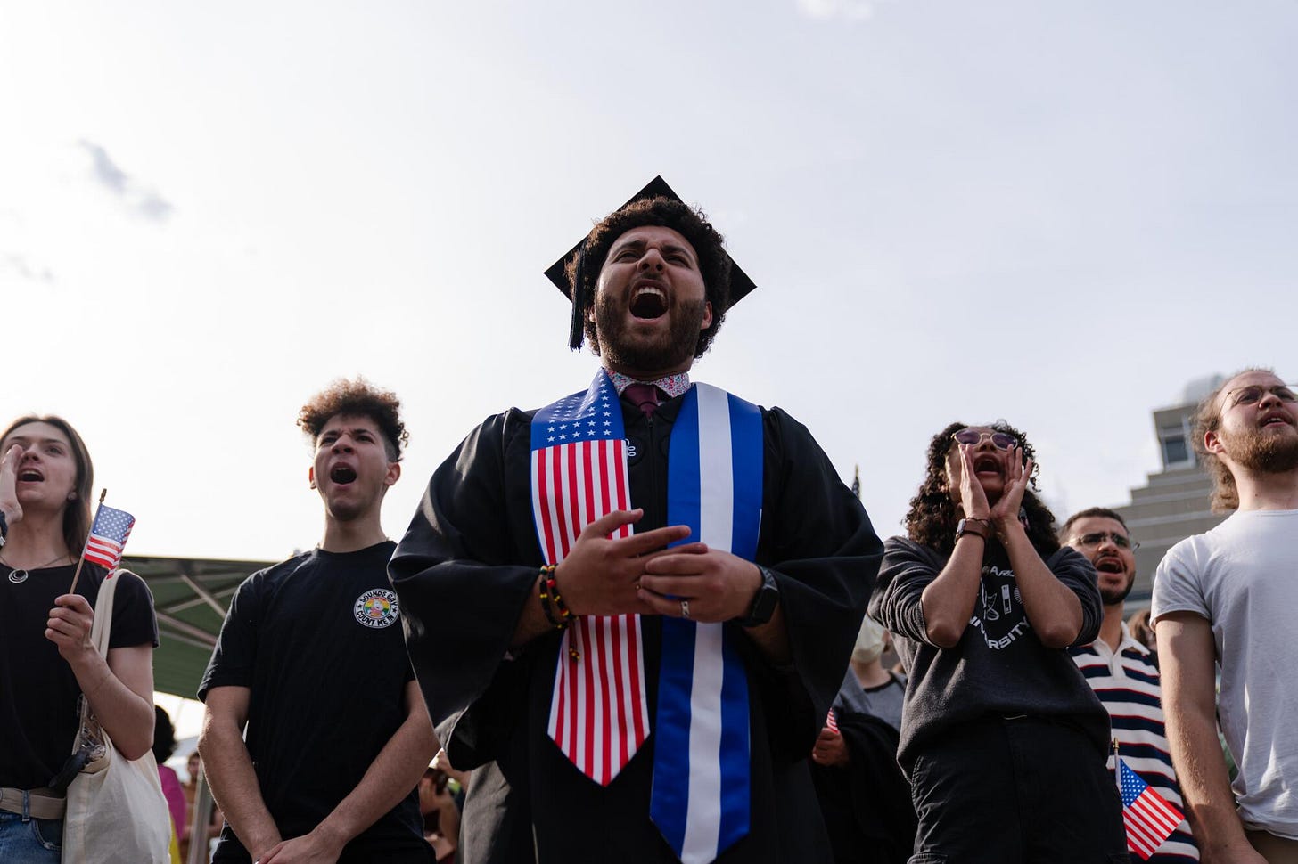 A group of college students protesting