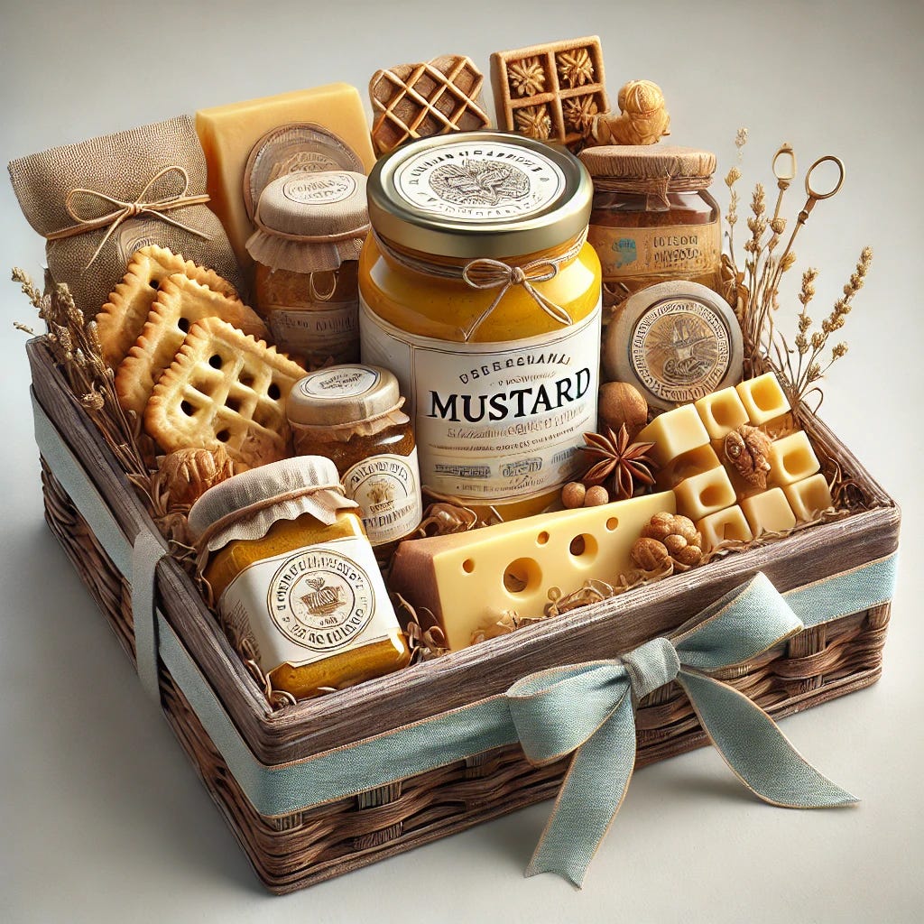 Mustard in a gift basket