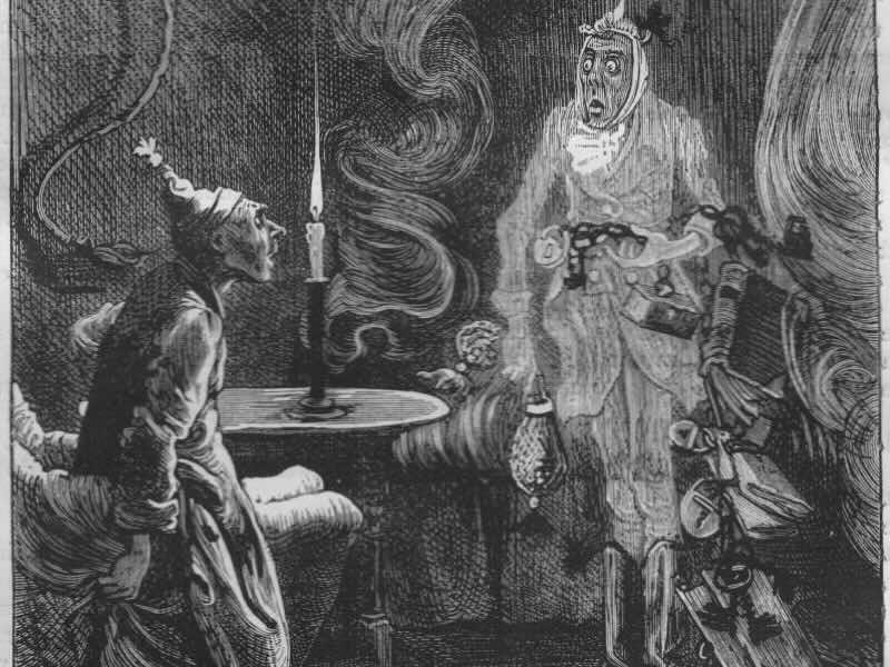 Jacob Marley and Ebenezer Scrooge by Fred Barnard, 1878