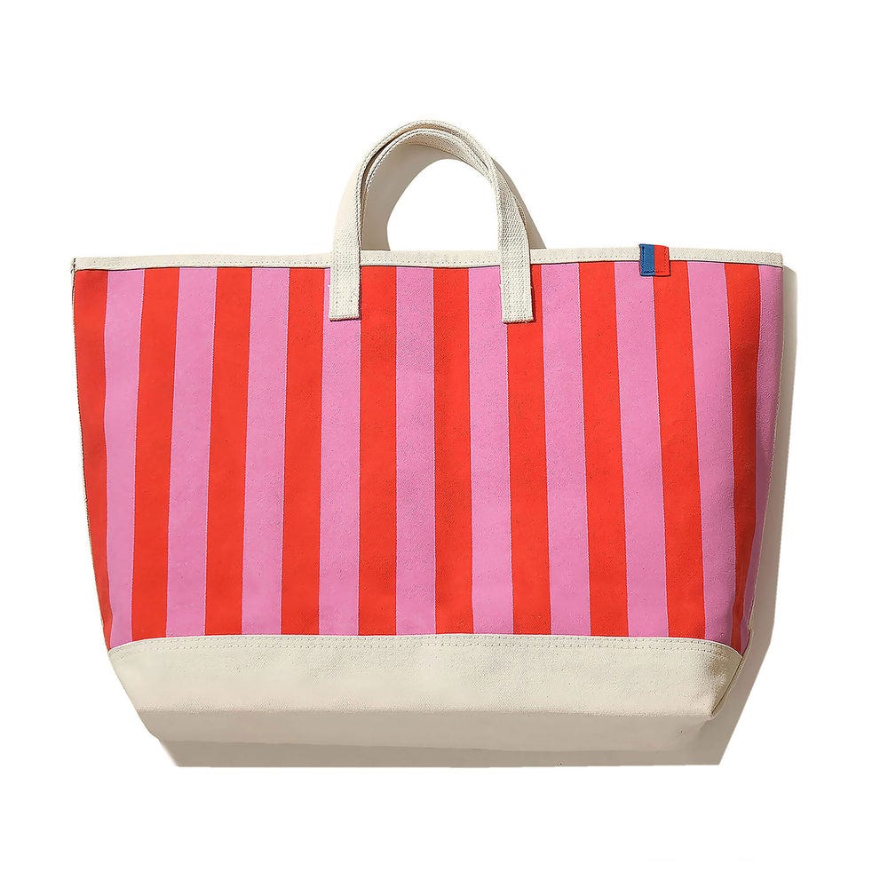The All Over Striped Tote - Pink/Poppy