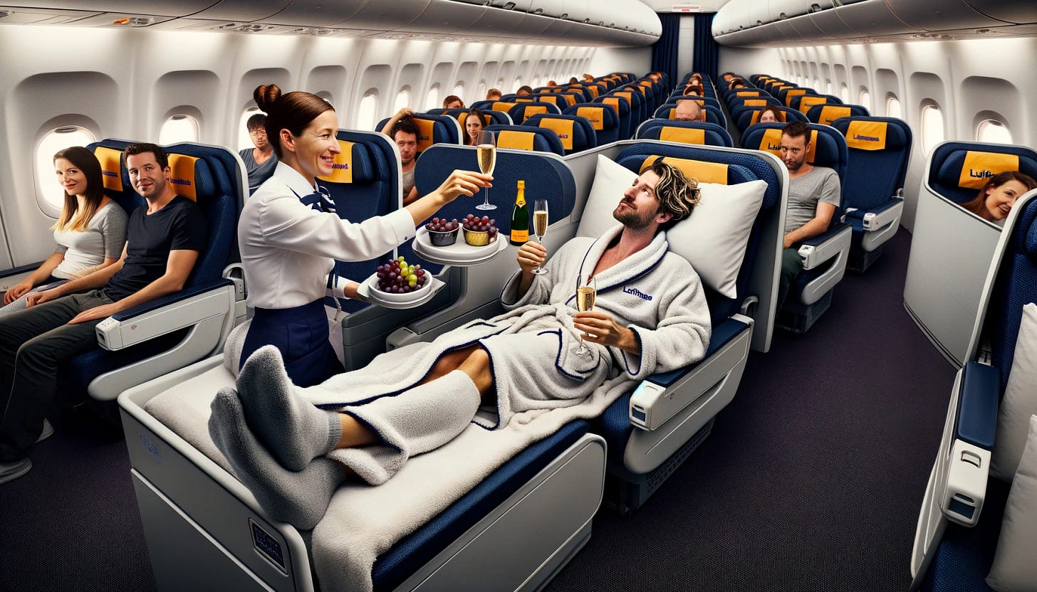 Having Drinks In Business Class