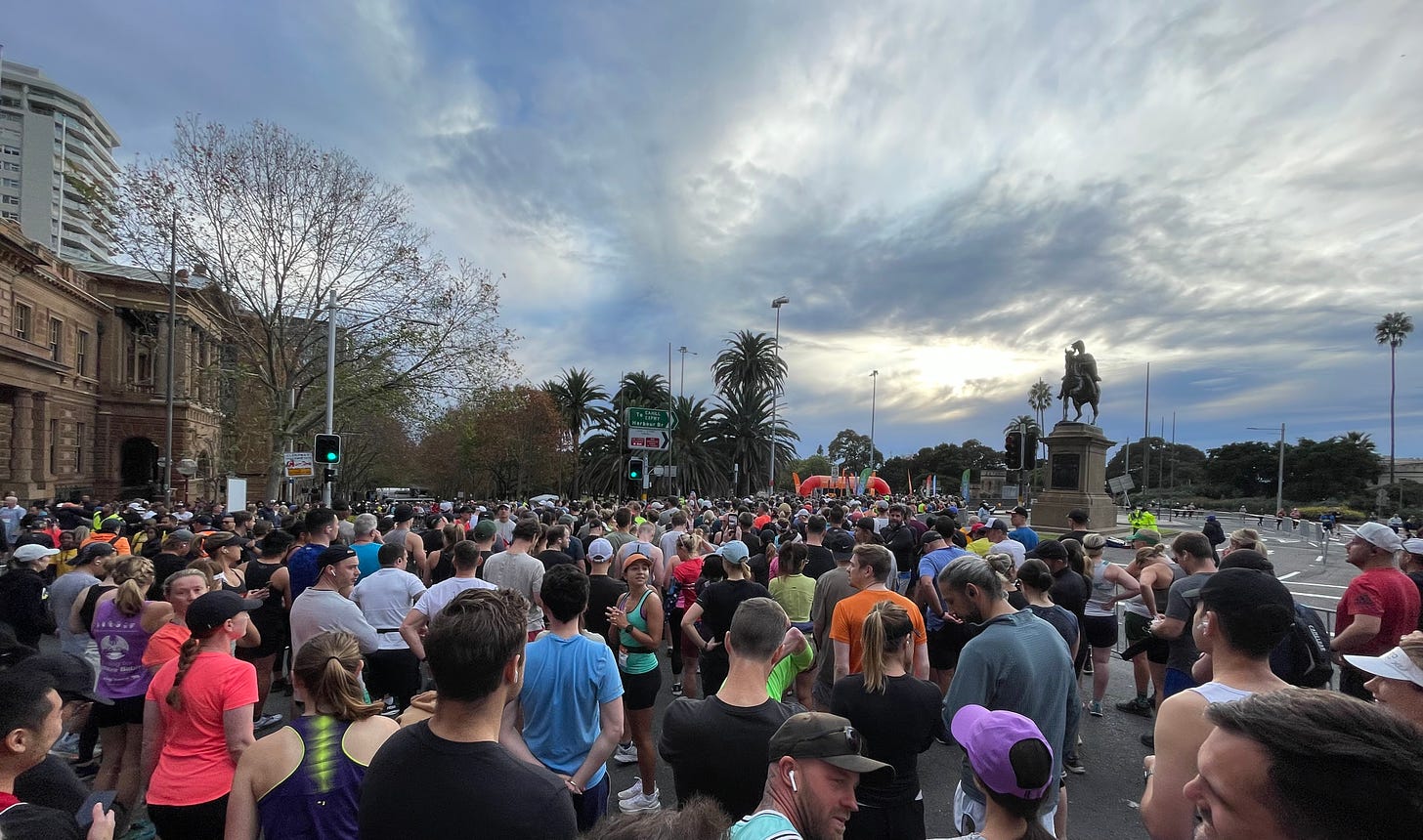 HOKA Runaway Sydney Half Marathon, runners gathering at the start