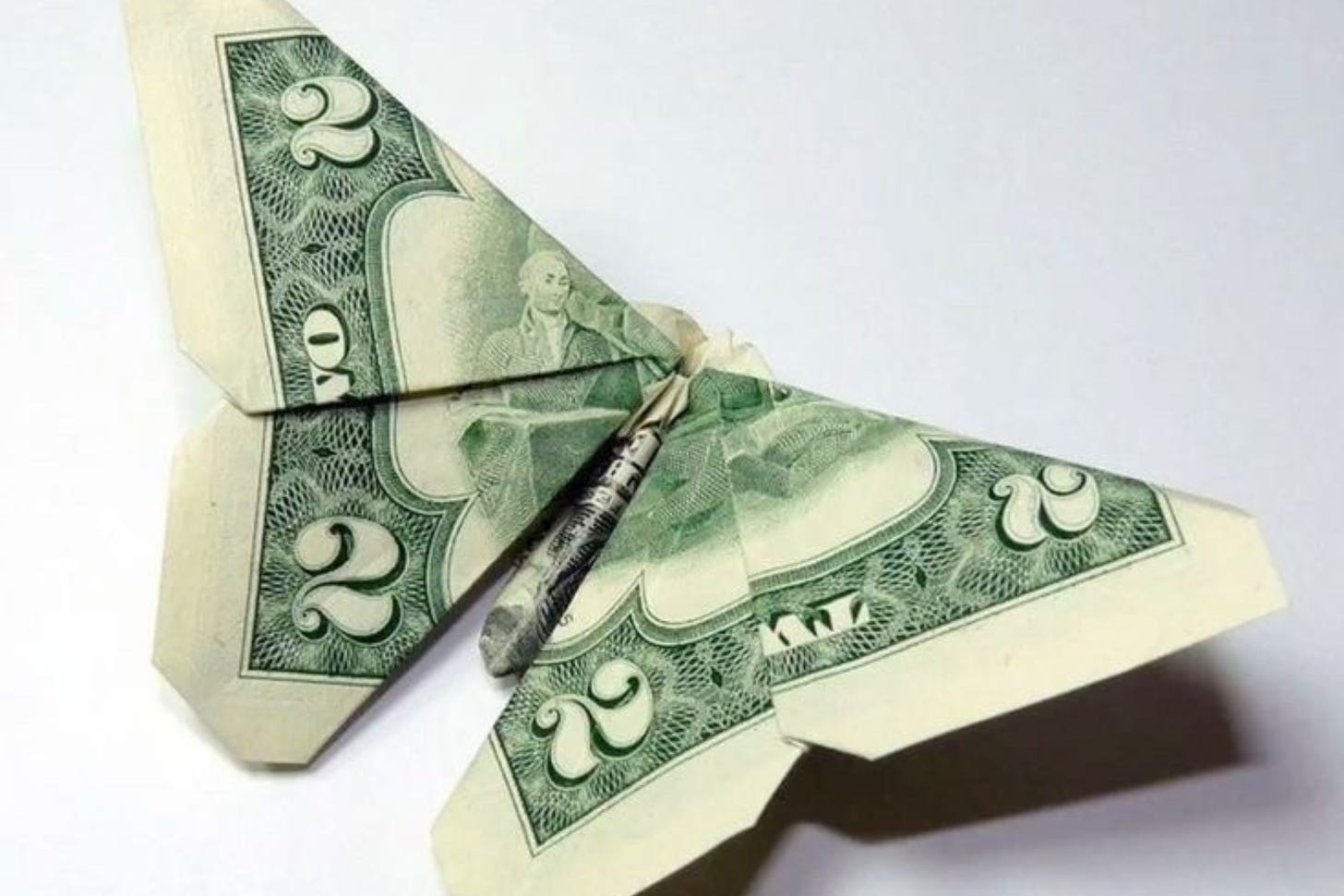 Money folded into a butterfly.