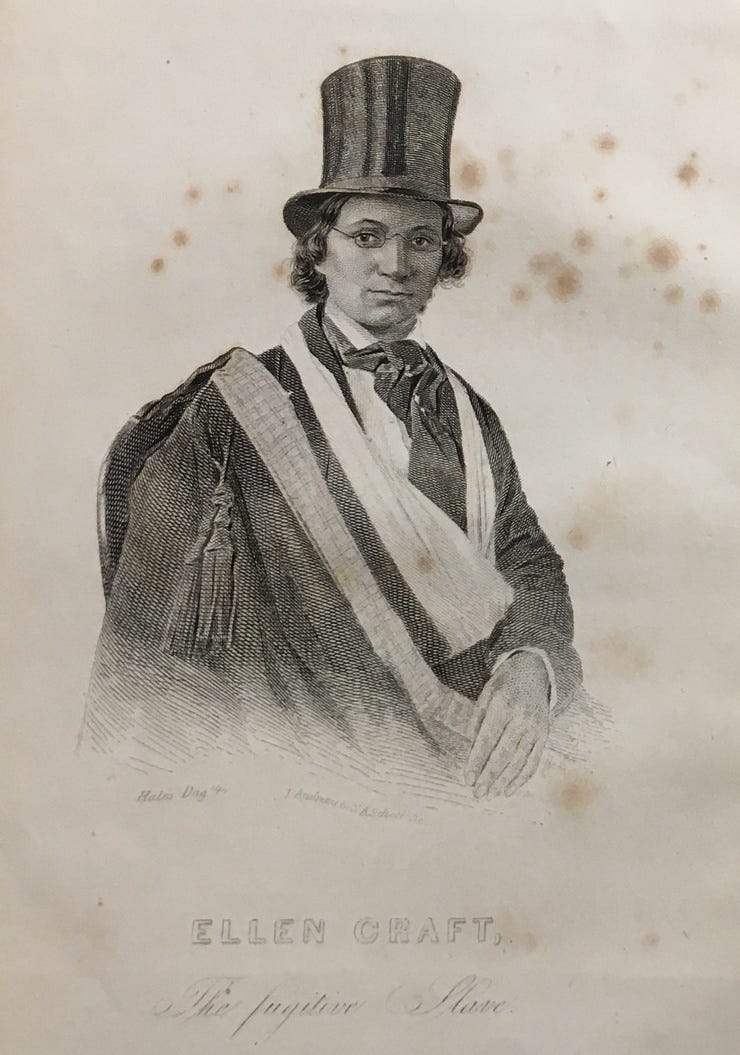 Frontispiece engraving from the 1860 edition, showing Ellen Craft dressed as a man.