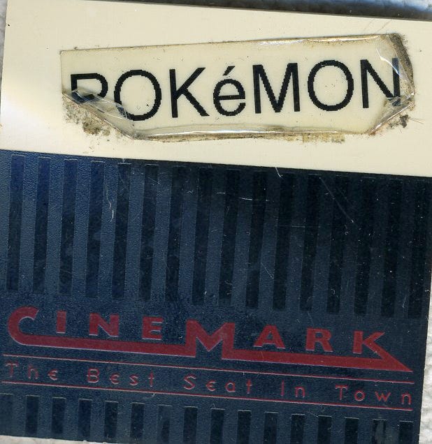 Erchon's old Pokémon name tag from when he worked at the Cinemark theatre