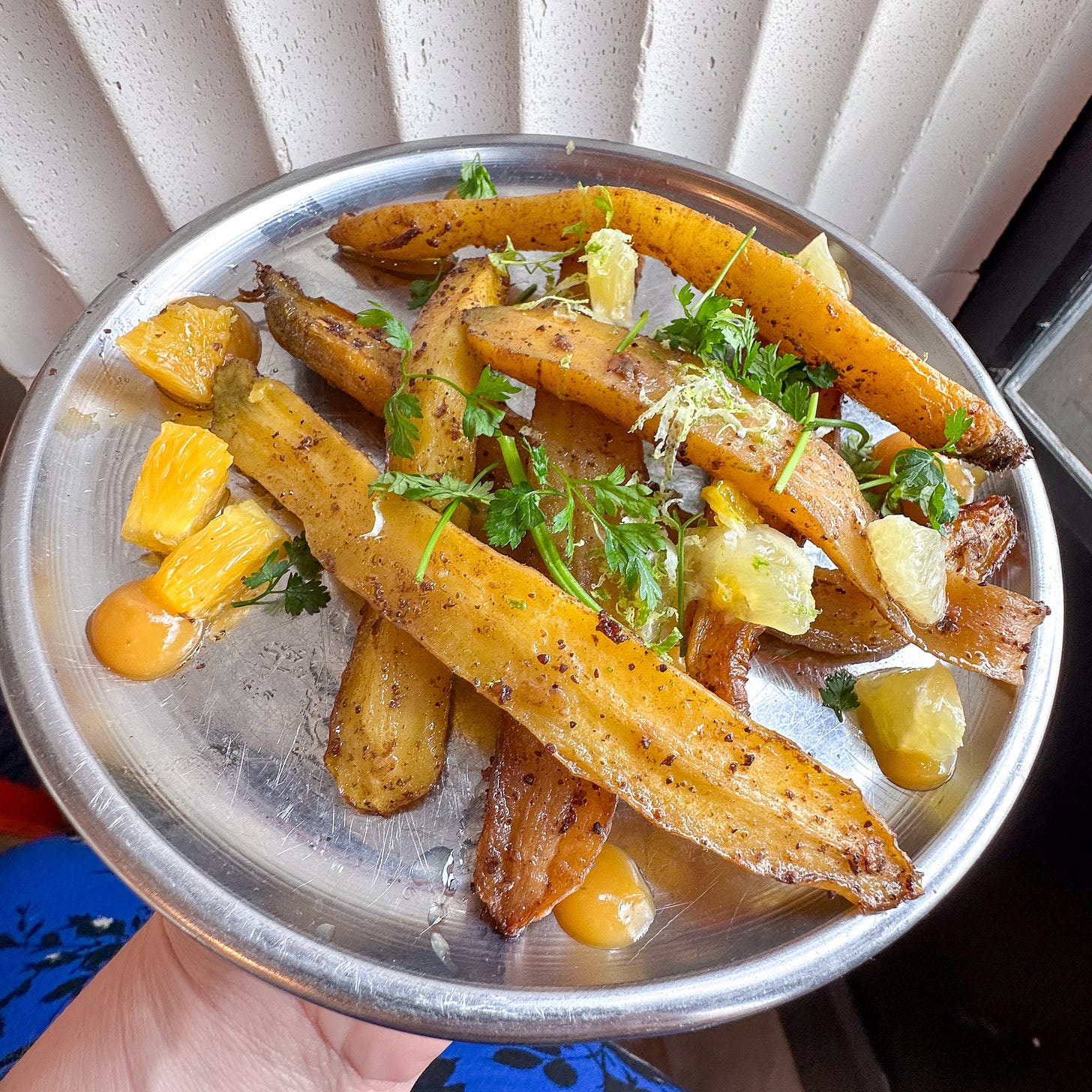 Spicy carrots at Maslow vegetarian restaurant in Paris