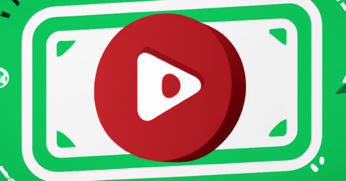 Digital illustration of the YouTube play button over money