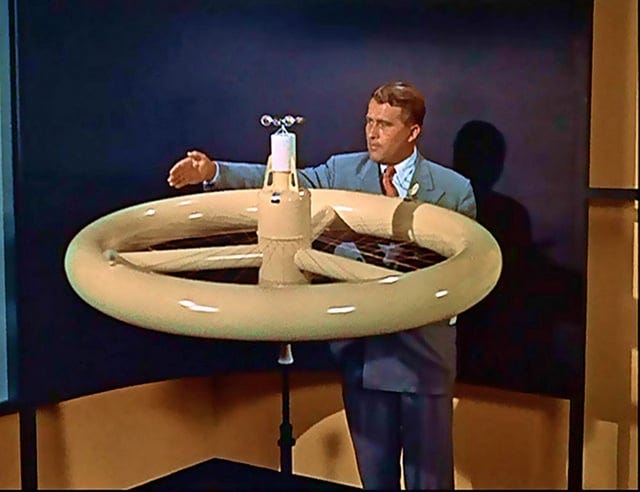 r/RetroFuturism - 1956: Wernher Von Braun explains a space station model on a Disney TV show.