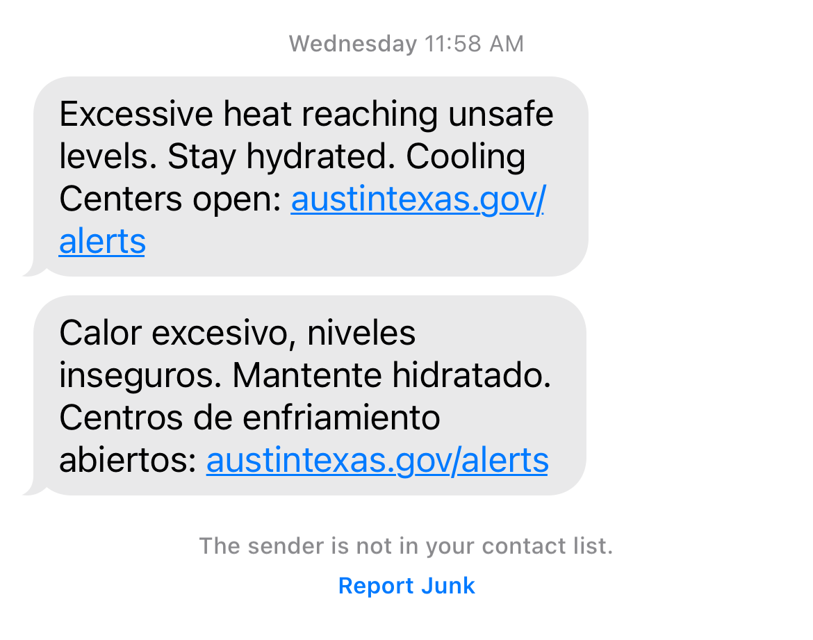 Municipal heat warning: "Excessive heat reaching unsafe levels."