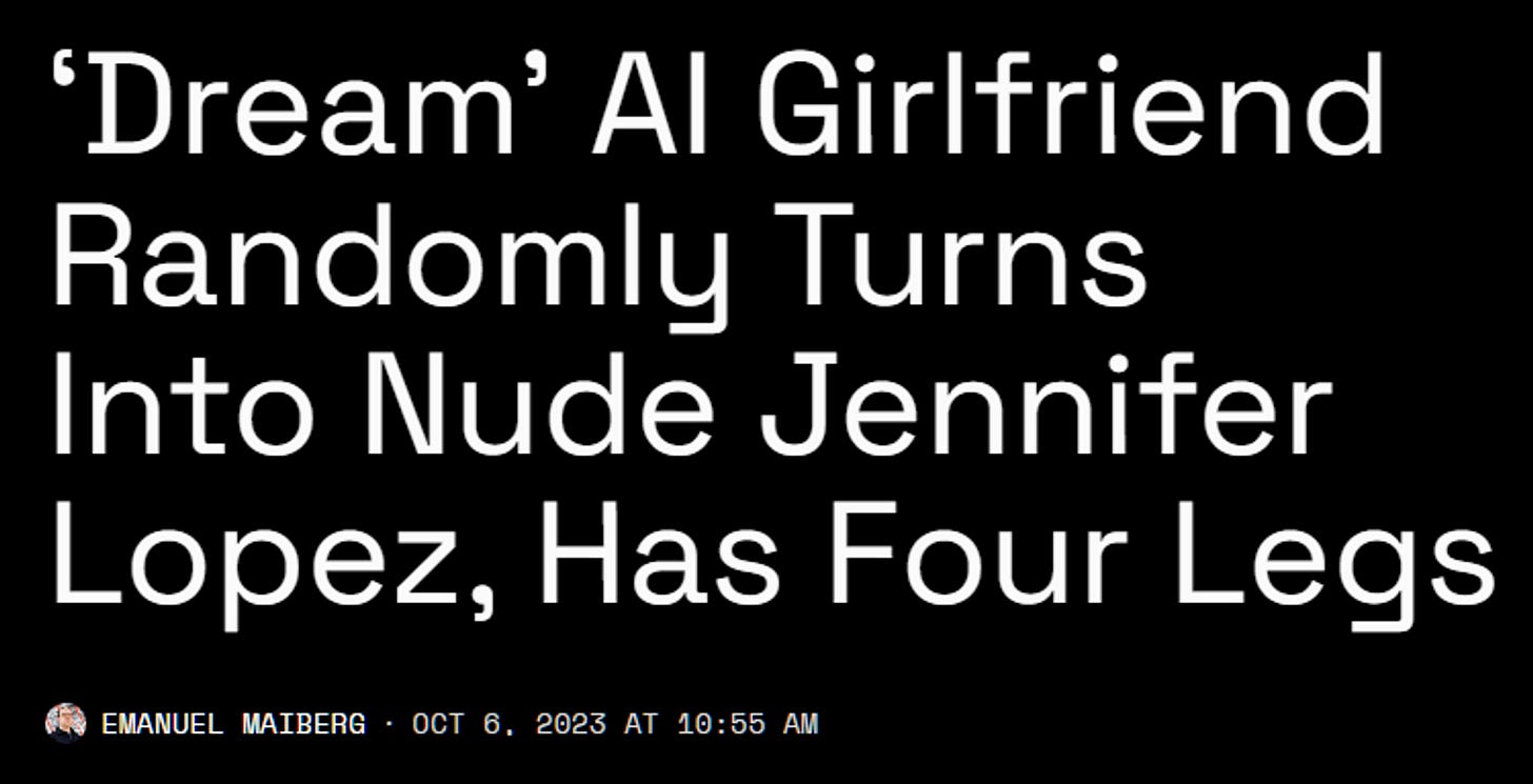 Dream AI Girlfriend Randomly Turns Into Nude Jennifer Lopez, Has Four Legs