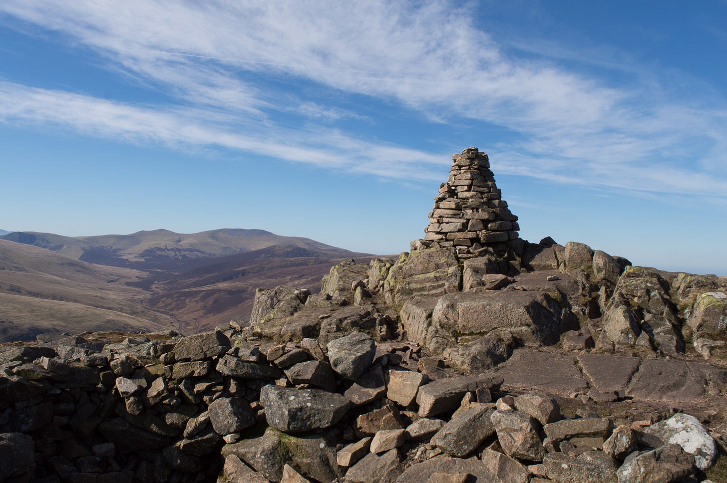 Carrock Fell summit, looking west towards Skiddaw