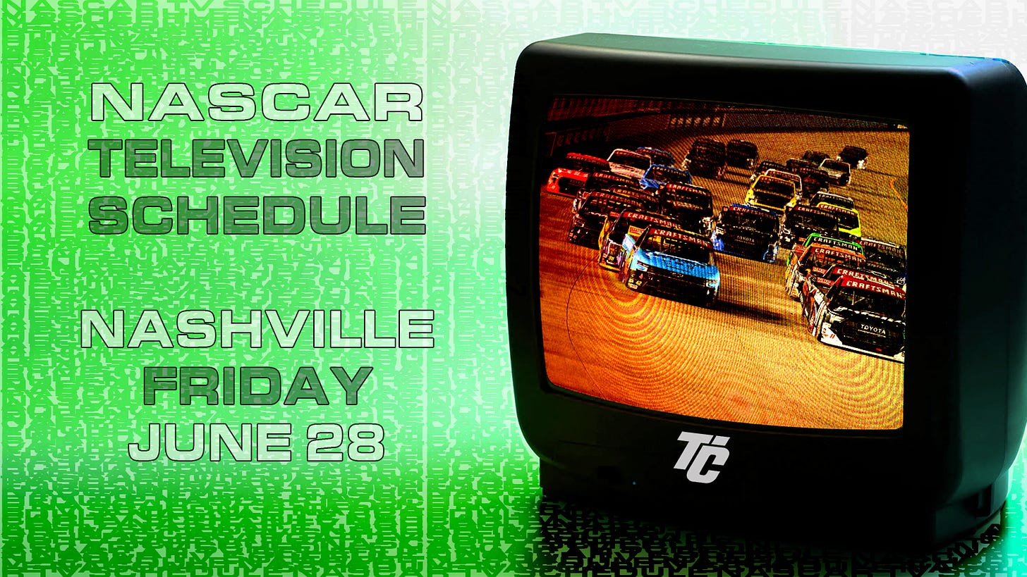 NASCAR TV Schedule Friday June 28 2024 Nashville Superspeedway NASCAR Truck Series Rackley Roofing 200 what channel is NASCAR on today? How to watch the NASCAR Truck race