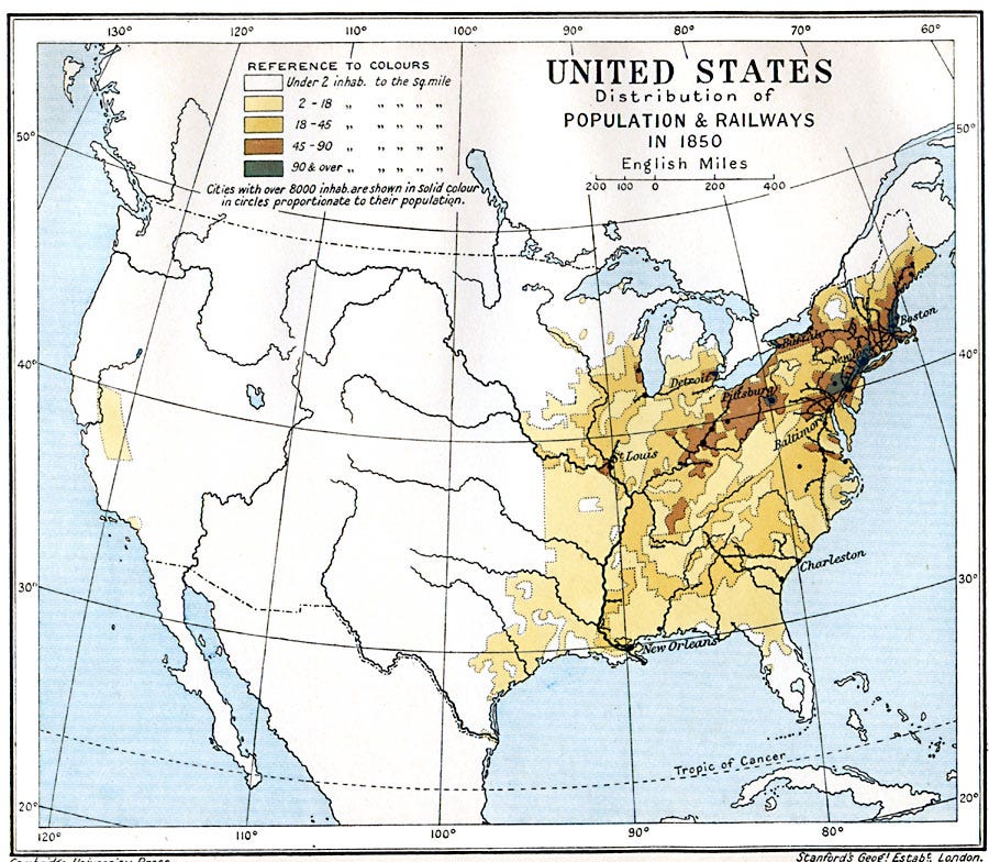 1950 United States Population Density