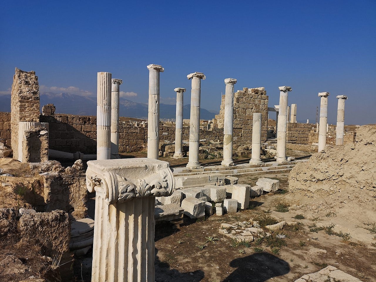 Archaeological site featuring Roman columns in modern-day Türkiye.