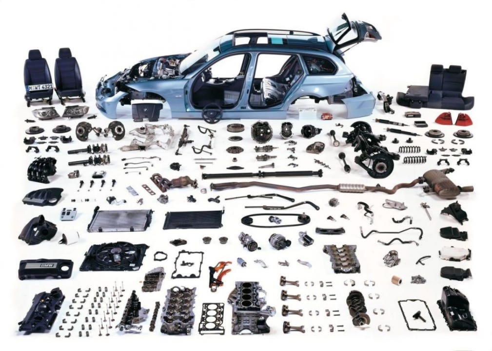 How many parts are in a car?