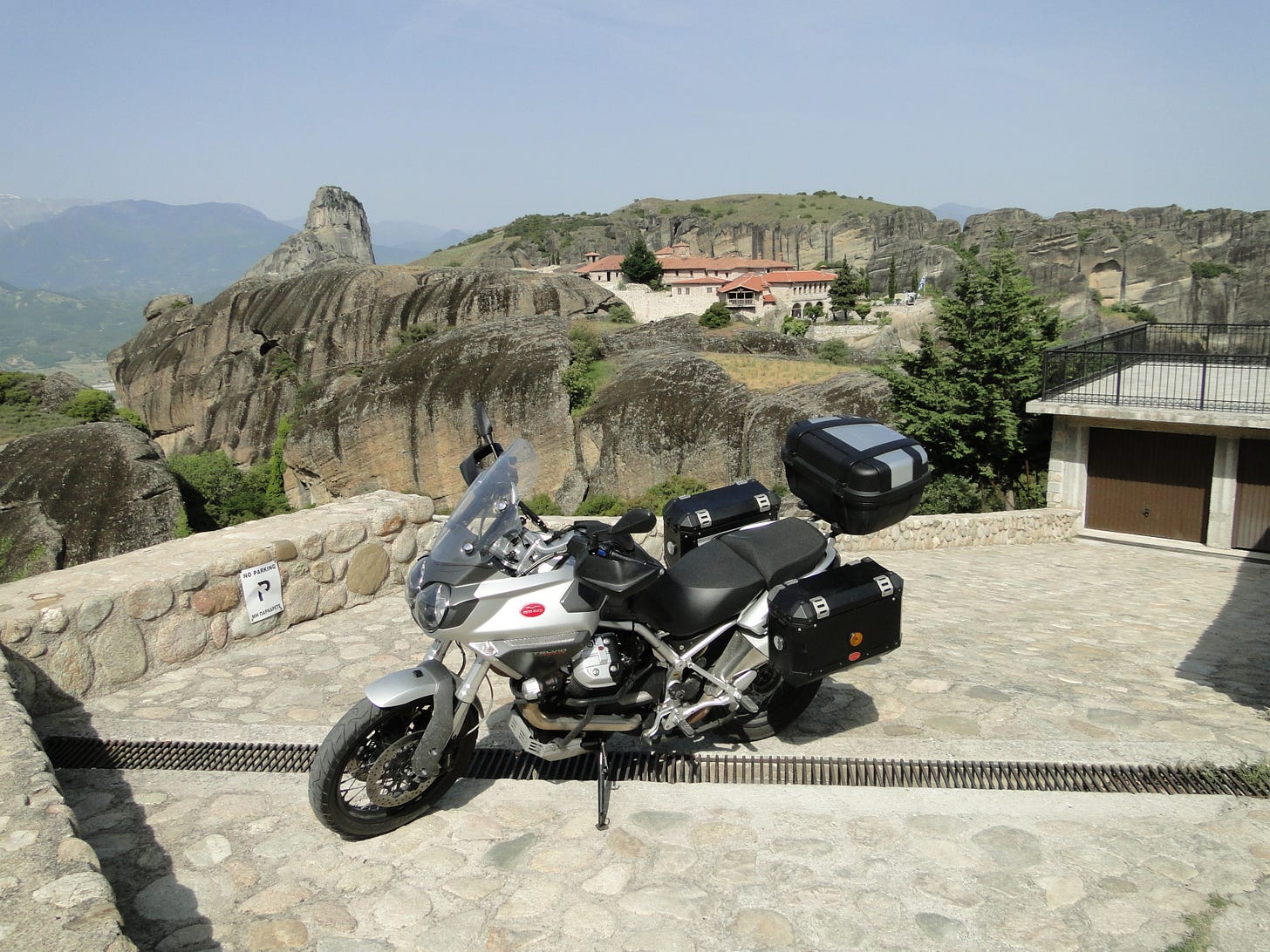 Moto Guzzi Stelvio adventure travel Meteora